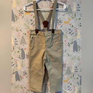 OshKosh B’gosh Khaki Suspender Chino Pants Boys 18M